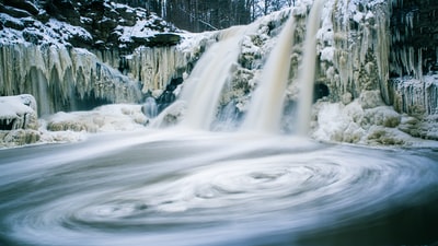 融雪瀑布的时空摄影